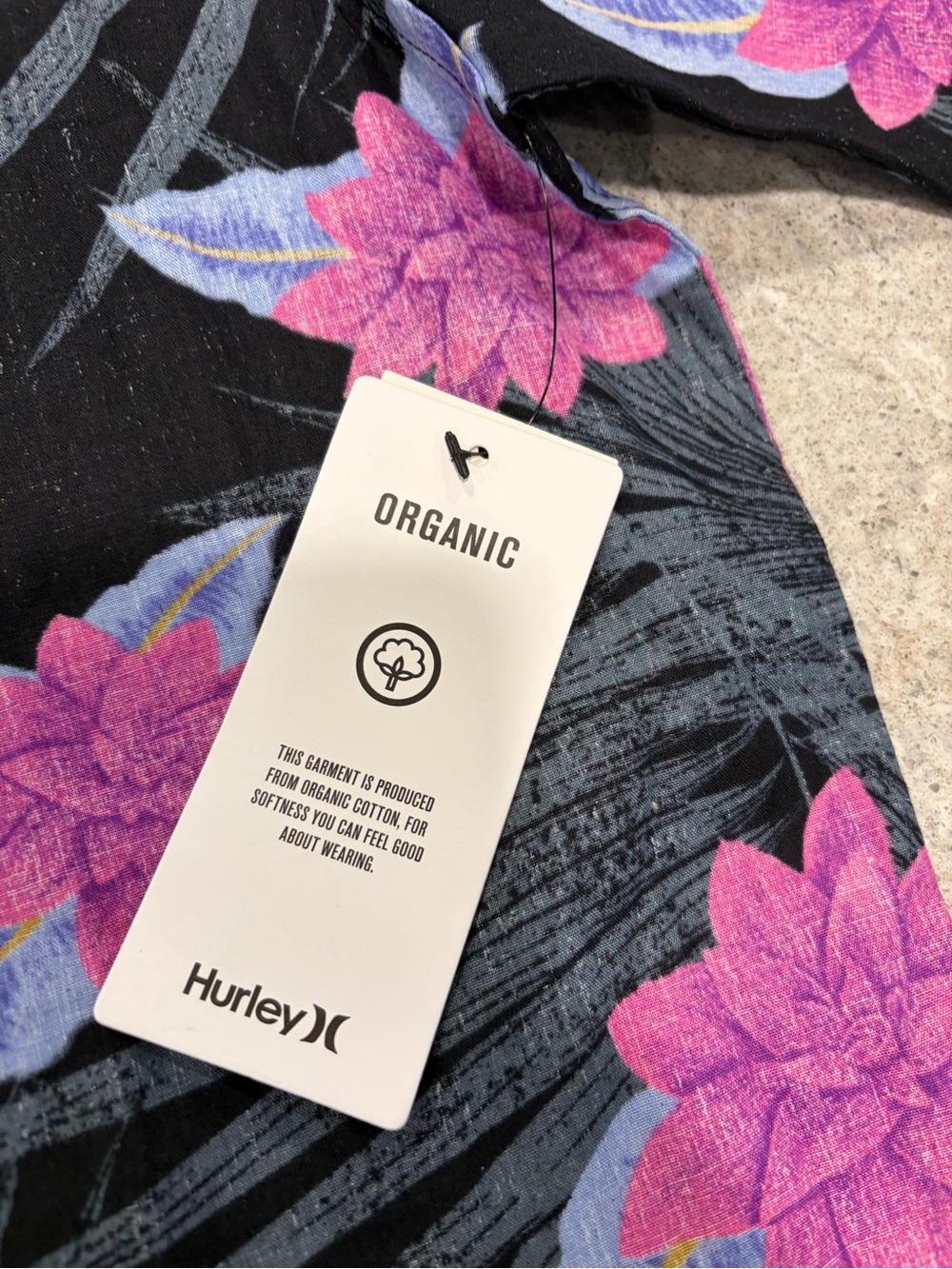 Hurley Organic Cotton Black Floral Short-Sleeve Button-Up Shirt-XL NWT - Picture 4 of 10